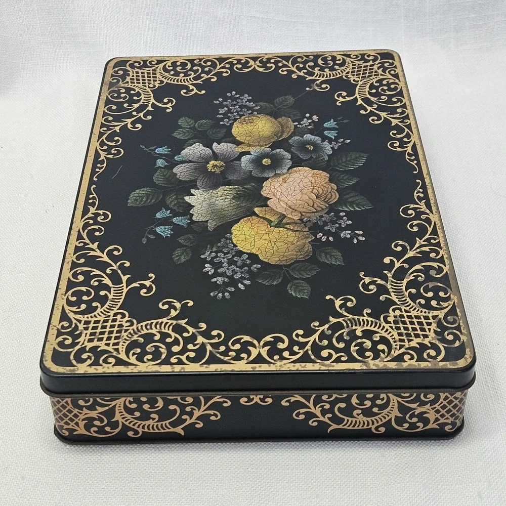 VTG Collectible Tin Box Confections Candy Barringer Wallis and Manners Flowers